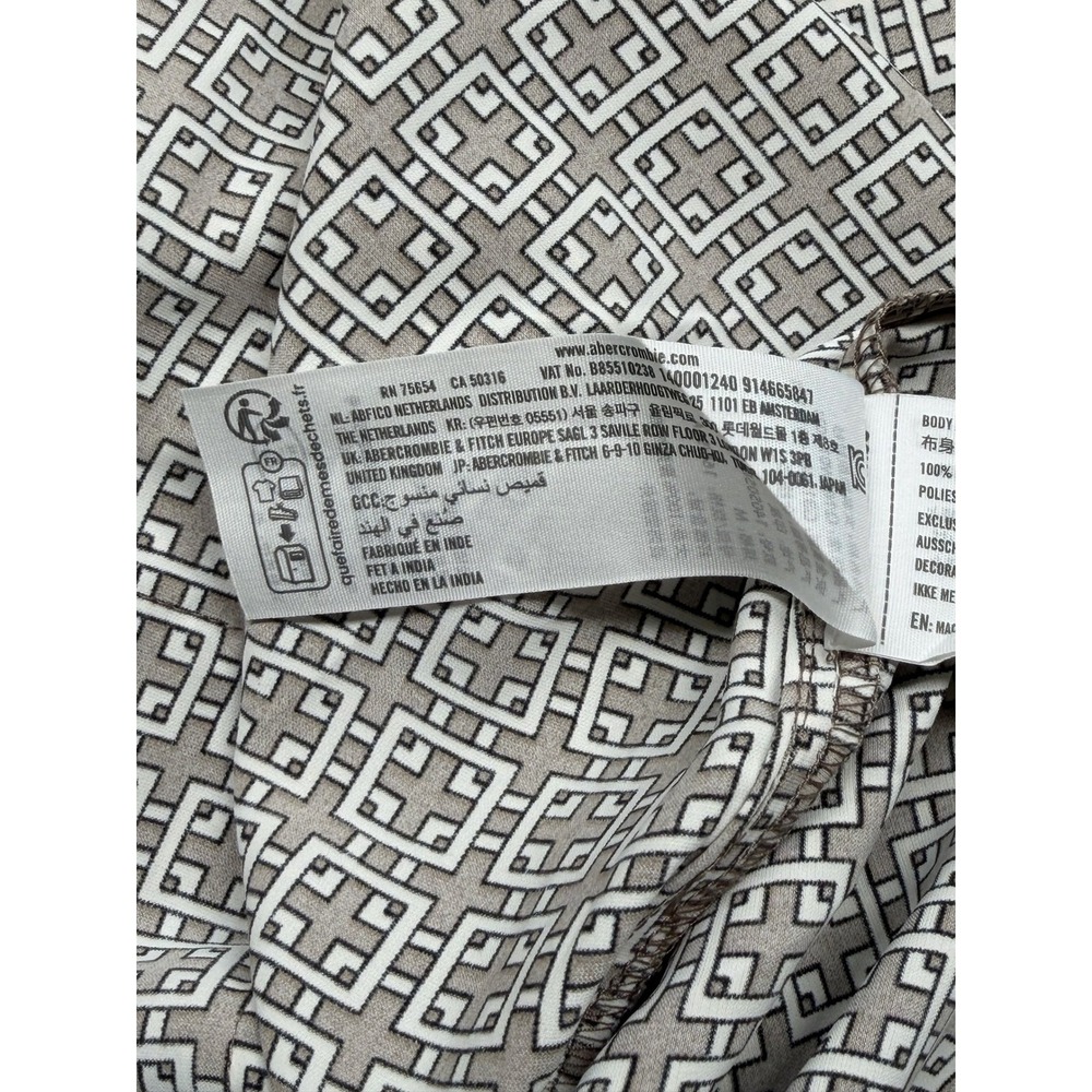 Abercrombie & Fitch Top‎ Womens Medium Brown Geometric Button Up Office Preppy - Picture 7 of 11